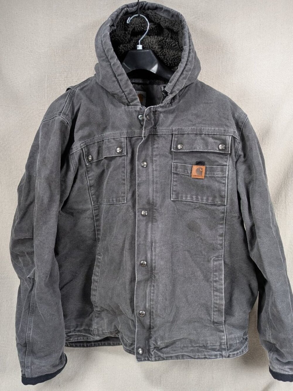 🔥🌲 Carhartt Men's Firm Duck Sherpa-Lined Hooded Jacket XL HEAVY 🔥🌲